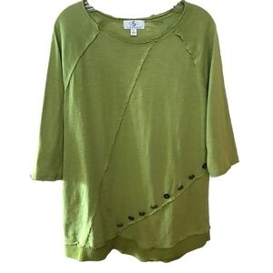OSO Raw Seam 3/4 Sleeve Crew Neck Cotton Top
